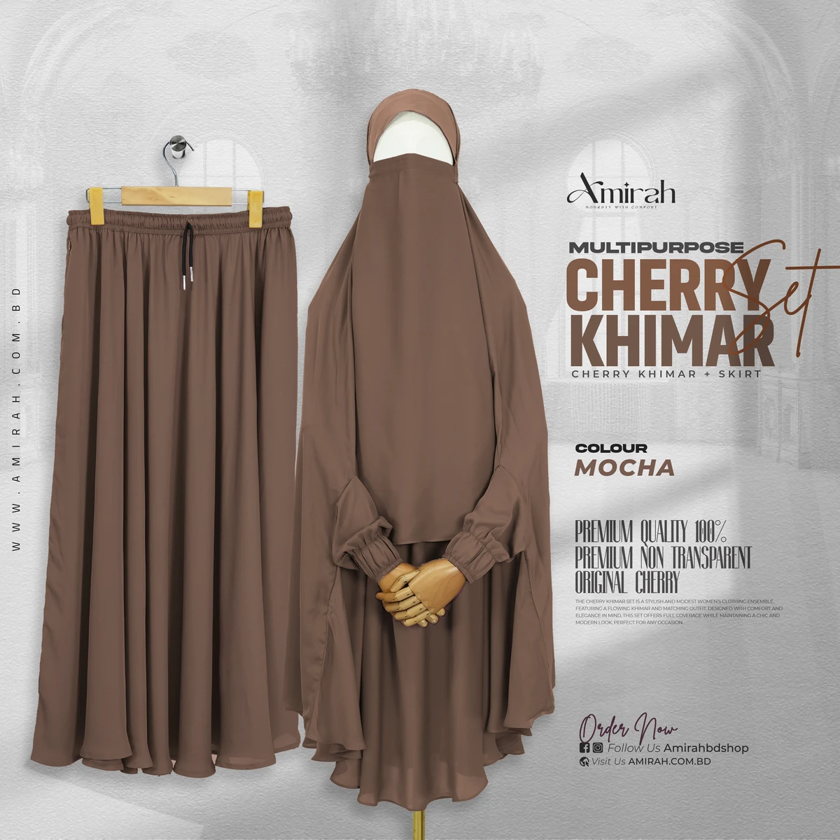 Cherry Khimar Set - Mocha