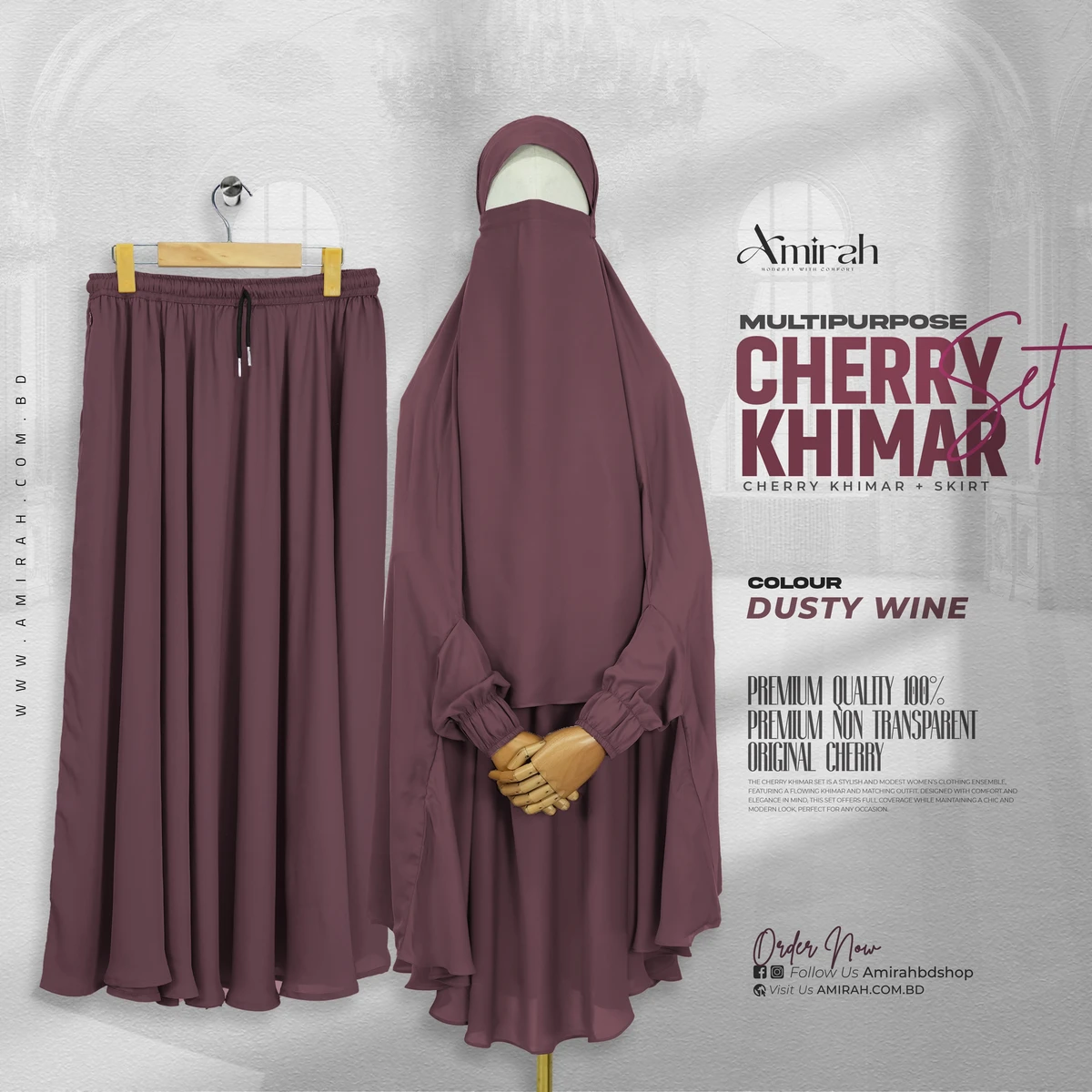 Cherry Khimar Set - Dusty Wine